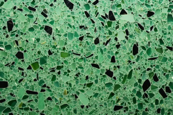 Yeşil terrazzo yüzey dokusunun işlenmiş kolajı. Pankart, arkaplan veya 3B haritalama için doku