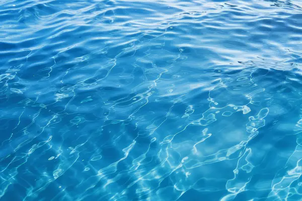 Güneş ışığında işlenmiş mavi su dalgaları dokusu kolajı. Pankart, arkaplan veya 3B haritalama için doku