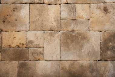 Antik sarı blok duvar dokusunun işlenmiş kolajı. Pankart, arkaplan veya 3B haritalama için doku