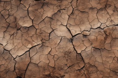 Çatlamış kil yüzey dokusunun işlenmiş kolajı. Pankart, arkaplan veya 3B haritalama için doku