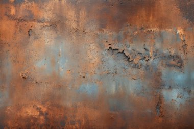 Gündüz vakti paslı metal yaprak dokusunun işlenmiş kolajı. Pankart, arkaplan veya 3B haritalama için doku