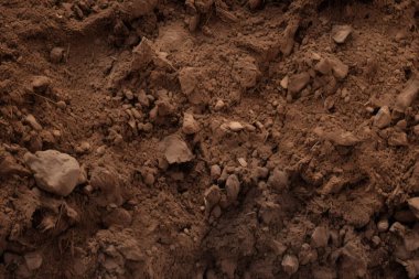 Yeraltı kahverengi toprak katman malzeme dokusu kolajı işlenmiş. Pankart, arkaplan veya 3B haritalama için doku