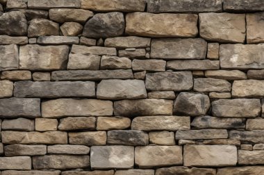Gündüz vakti eski ortaçağ taş duvar dokusunun işlenmiş kolajı. Pankart, arkaplan veya 3B haritalama için doku