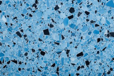 Lacivert terrazzo yüzey dokusunun işlenmiş kolajı. Pankart, arkaplan veya 3B haritalama için doku