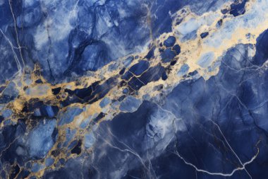 Lüks lacivert mermer desenli işlenmiş kolaj. Pankart, arkaplan veya 3B haritalama için doku