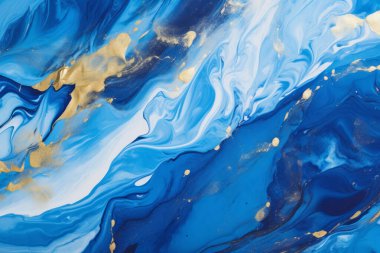 Lüks okyanus mavi ve altın rengi mermer desenli işlenmiş kolaj. Pankart, arkaplan veya 3B haritalama için doku