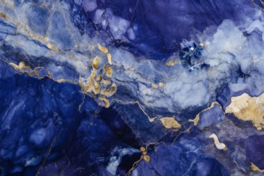 Lüks lacivert mermer desenli işlenmiş kolaj. Pankart, arkaplan veya 3B haritalama için doku