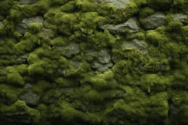 Yosunlu orman yüzey dokusunun işlenmiş kolajı. Pankart, arkaplan veya 3B haritalama için doku