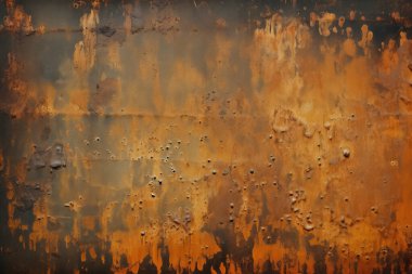 Gündüz vakti paslı metal yaprak dokusunun işlenmiş kolajı. Pankart, arkaplan veya 3B haritalama için doku