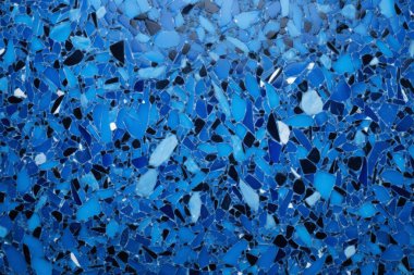 Lacivert terrazzo yüzey dokusunun işlenmiş kolajı. Pankart, arkaplan veya 3B haritalama için doku