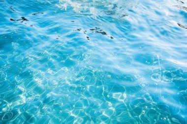 Güneş ışığında işlenmiş mavi su dalgaları dokusu kolajı. Pankart, arkaplan veya 3B haritalama için doku