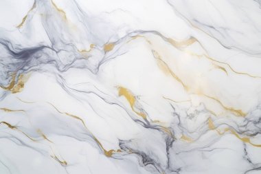 İşlenmiş beyaz ve altın mermer desenli kolaj. Pankart, arkaplan veya 3B haritalama için doku