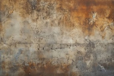 Gündüz vakti paslı metal yaprak dokusunun işlenmiş kolajı. Pankart, arkaplan veya 3B haritalama için doku