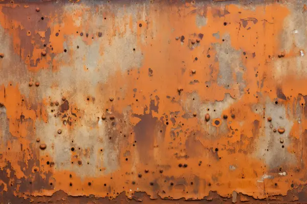 Eski paslı metal duvar yüzey dokusunun işlenmiş kolajı. Pankart, arkaplan veya 3B haritalama için doku