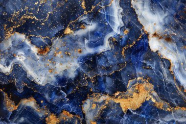 Donanma mavi akik mermer desenli ve altın damarlı fotoğraf. Arkaplan veya haritalama için arkaplan dokusu