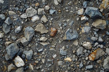 Gri asfalt kaya döküntülerinin fotoğrafı. Arkaplan veya haritalama için arkaplan dokusu