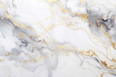 İşlenmiş beyaz ve altın mermer desenli kolaj. Pankart, arkaplan veya 3B haritalama için doku