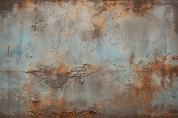 Turuncu paslı metal yüzey dokusunun işlenmiş kolajı. Pankart, arkaplan veya 3B haritalama için doku