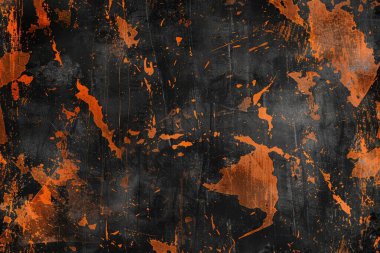Siyah ve turuncu paslı metal yüzey fotoğrafı. Arkaplan veya haritalama için arkaplan dokusu