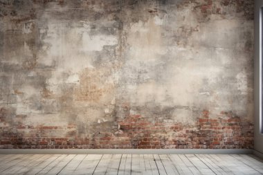 Kirli, kahverengi beton yüzey dokusunun işlenmiş kolajı. Pankart, arkaplan veya 3B haritalama için doku