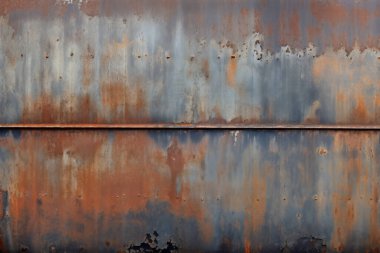 Gündüz vakti paslı metal yaprak dokusunun işlenmiş kolajı. Pankart, arkaplan veya 3B haritalama için doku