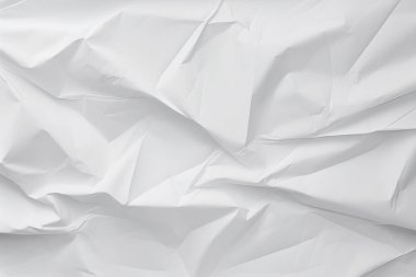 Buruşmuş beyaz kağıt dokusunun işlenmiş kolajı. Pankart, arkaplan veya 3B haritalama için doku