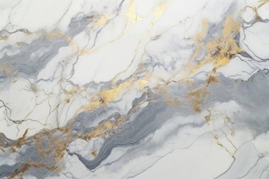 İşlenmiş beyaz ve altın mermer desenli kolaj. Pankart, arkaplan veya 3B haritalama için doku