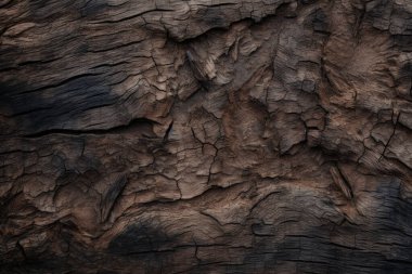 Eski siyah ağaç kabuğu yüzey dokusunun işlenmiş kolajı. Pankart, arkaplan veya 3B haritalama için doku
