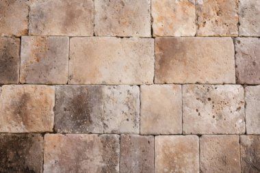 Antik sarı blok duvar dokusunun işlenmiş kolajı. Pankart, arkaplan veya 3B haritalama için doku