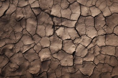Çatlamış kil yüzey dokusunun işlenmiş kolajı. Pankart, arkaplan veya 3B haritalama için doku