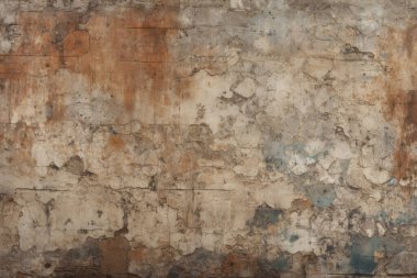 Kirli, kahverengi beton yüzey dokusunun işlenmiş kolajı. Pankart, arkaplan veya 3B haritalama için doku