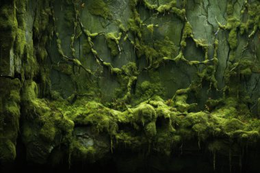 Yosunlu orman yüzey dokusunun işlenmiş kolajı. Pankart, arkaplan veya 3B haritalama için doku