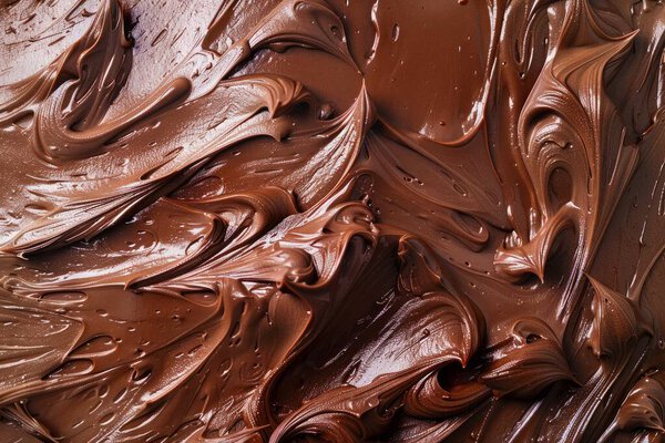 Photo of Fresh made chocolate frosting for cake close up. Food photo for backdrops or recipes