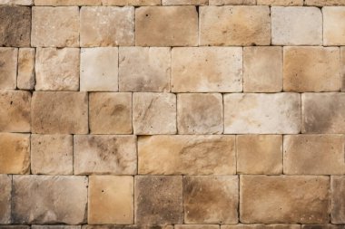 Antik sarı blok duvar dokusunun işlenmiş kolajı. Pankart, arkaplan veya 3B haritalama için doku