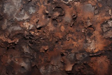 Gündüz vakti paslı metal yaprak dokusunun işlenmiş kolajı. Pankart, arkaplan veya 3B haritalama için doku