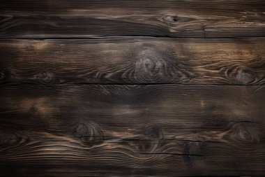 Eski koyu kahverengi ahşap döşeme dokusundan işlenmiş kolaj. Pankart, arkaplan veya 3B haritalama için doku