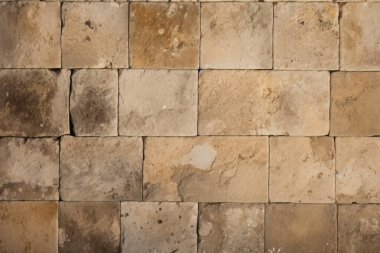 Antik sarı blok duvar dokusunun işlenmiş kolajı. Pankart, arkaplan veya 3B haritalama için doku