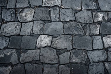 İşlenmiş kaldırım taşları yüzey dokusu kolajı. Pankart, arkaplan veya 3B haritalama için doku
