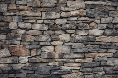 Gündüz vakti eski ortaçağ taş duvar dokusunun işlenmiş kolajı. Pankart, arkaplan veya 3B haritalama için doku