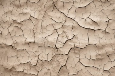 Kurumuş çatlamış toprak yüzey dokusunun işlenmiş kolajı. Pankart, arkaplan veya 3B haritalama için doku
