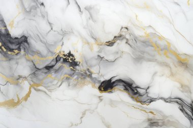 İşlenmiş beyaz ve altın mermer desenli kolaj. Pankart, arkaplan veya 3B haritalama için doku