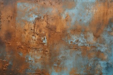 Gündüz vakti paslı metal yaprak dokusunun işlenmiş kolajı. Pankart, arkaplan veya 3B haritalama için doku