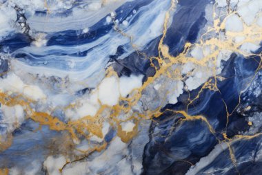 Lüks lacivert mermer desenli işlenmiş kolaj. Pankart, arkaplan veya 3B haritalama için doku