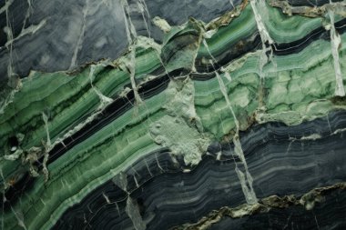 Gündüz vakti zarif yeşil mermer dokusunun işlenmiş kolajı. Pankart, arkaplan veya 3B haritalama için doku