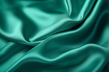 Zümrüt yeşili ipek yüzey dokusunun işlenmiş kolajı. Pankart, arkaplan veya 3B haritalama için doku