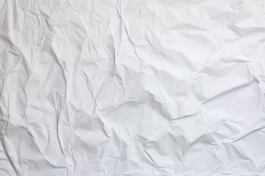 Buruşmuş beyaz kağıt dokusunun işlenmiş kolajı. Pankart, arkaplan veya 3B haritalama için doku