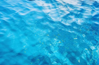 Güneş ışığında işlenmiş mavi su dalgaları dokusu kolajı. Pankart, arkaplan veya 3B haritalama için doku