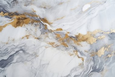 İşlenmiş beyaz ve altın mermer desenli kolaj. Pankart, arkaplan veya 3B haritalama için doku