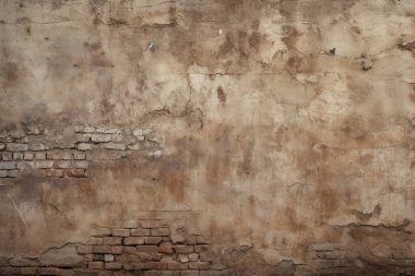 Kirli, kahverengi beton yüzey dokusunun işlenmiş kolajı. Pankart, arkaplan veya 3B haritalama için doku