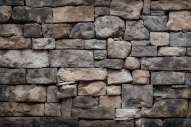 Gündüz vakti eski ortaçağ taş duvar dokusunun işlenmiş kolajı. Pankart, arkaplan veya 3B haritalama için doku
